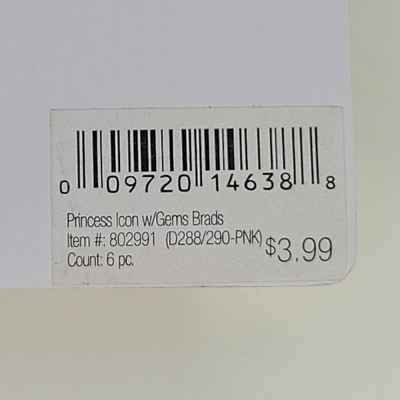 The Paper Studio Spare Parts Princess Brads 6 pcs Princess Icon w/Gems Brads - Picture 3 of 8